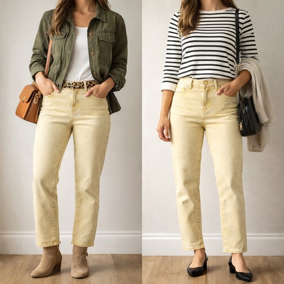 Pilcro Denim - Pilcro Women's Straight Leg Jeans in Butter Yellow 04-0140
